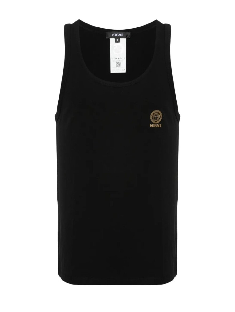 Versace Black Tank Top with Gold Medusa Emblem Size 6